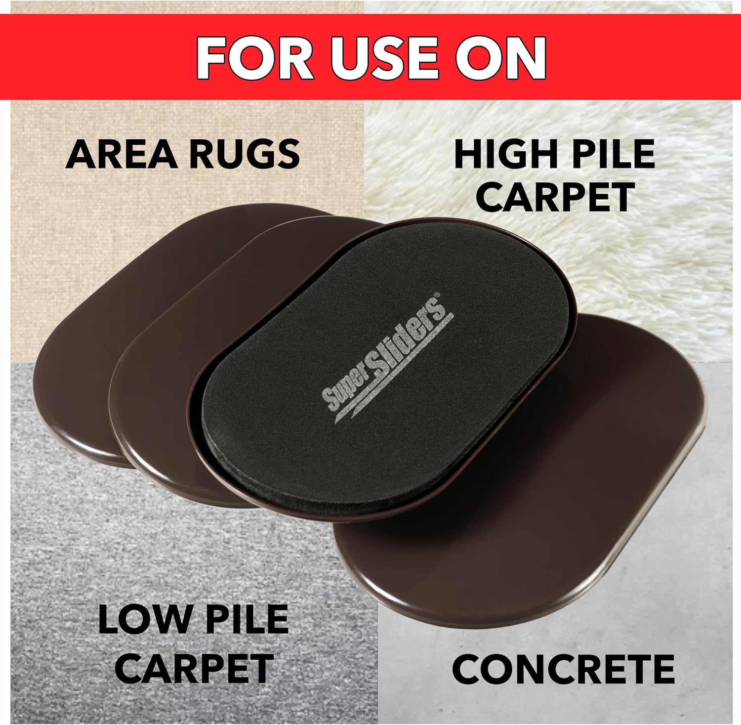 5-3/4" x 9-1/2" XL Oval Reusable Furniture Sliders for Carpet, Anti-Slip Protective Furniture Moving Pads for Beds
