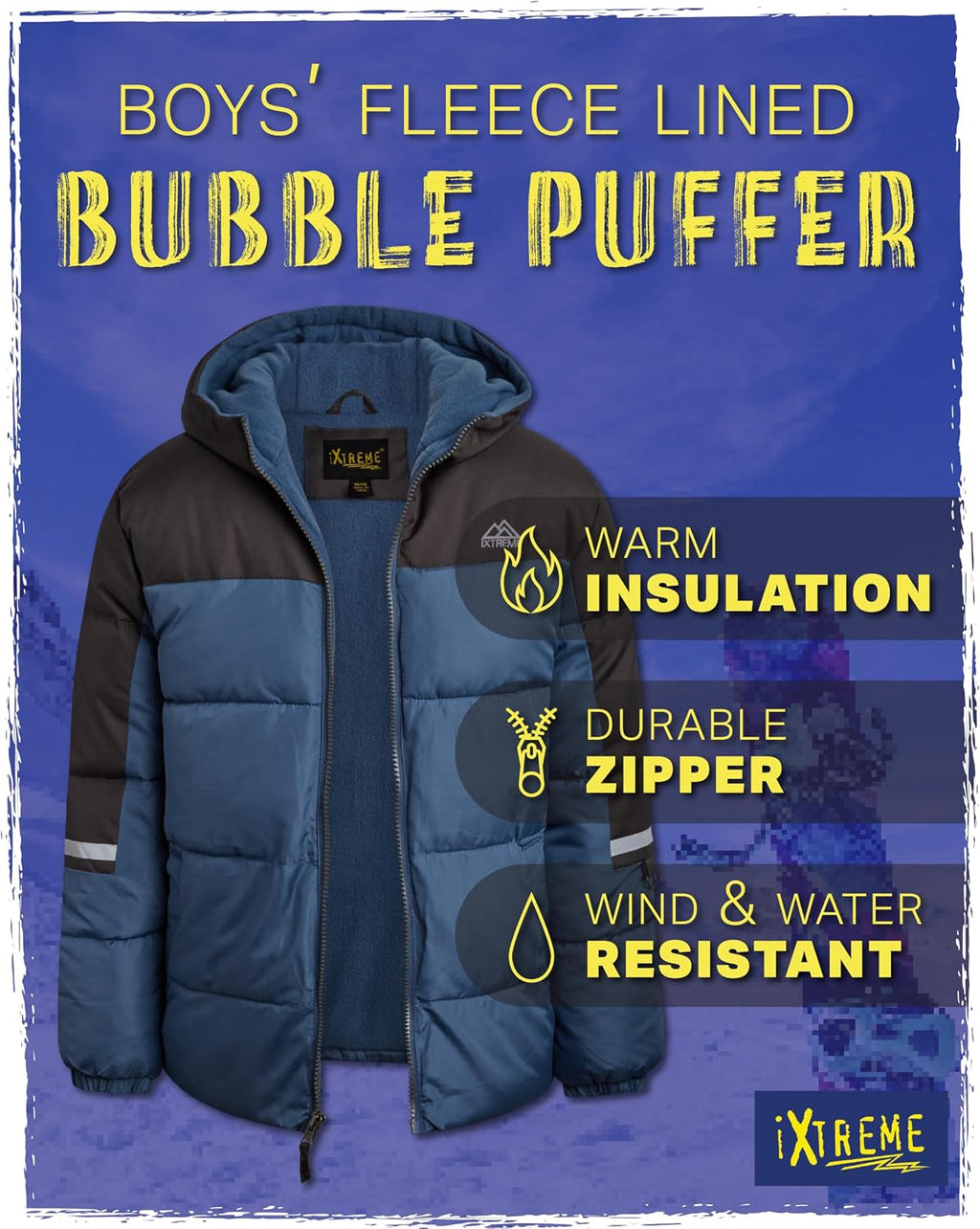 Boys Puffer Jacket Polar Fleece Lined Winter Coat | Warm Wind and Water Resistant Outerwear, Cozy Insulated Layer for