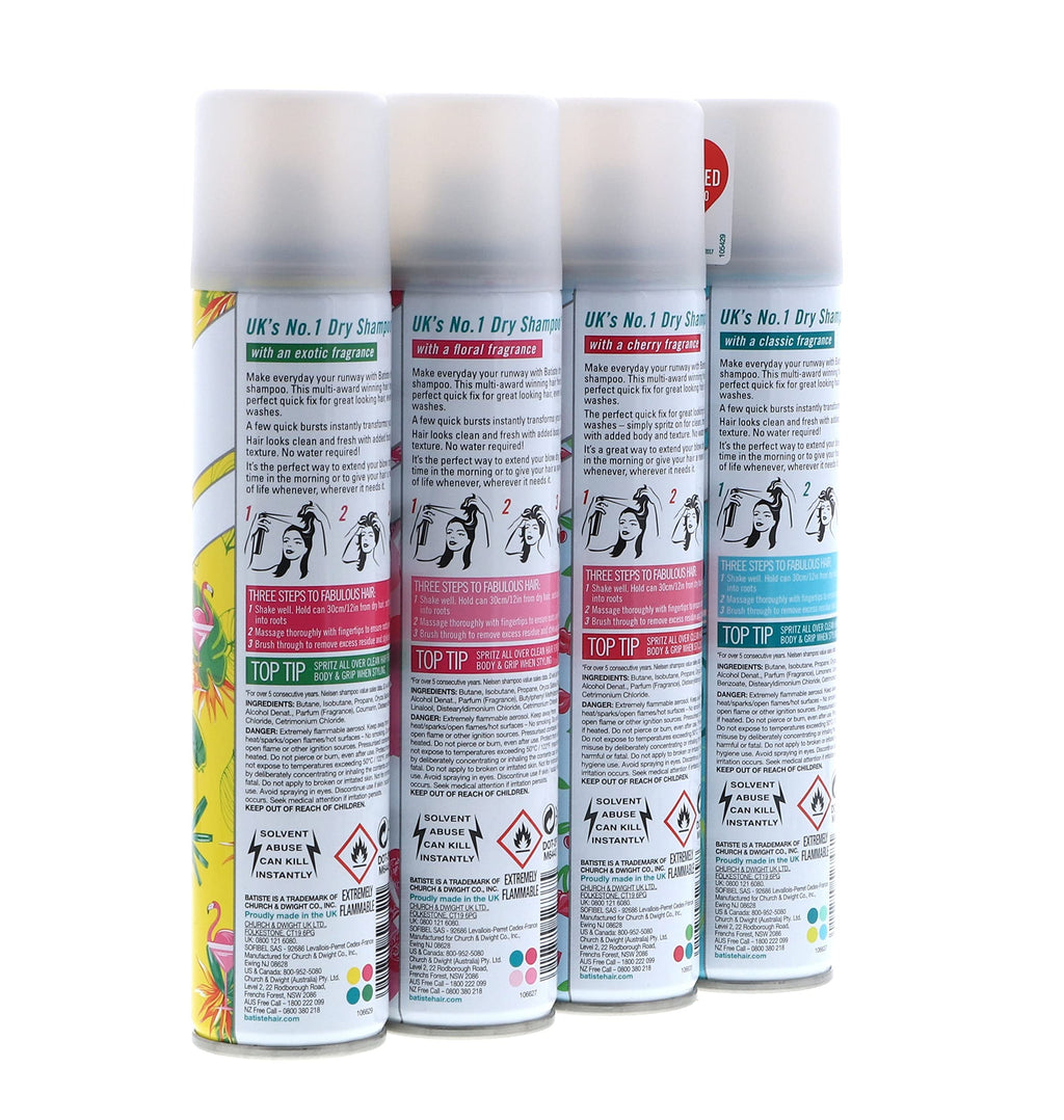 Dry Shampoo Original, Cherry, Blush, Tropical (4 pack) 6.73 oz