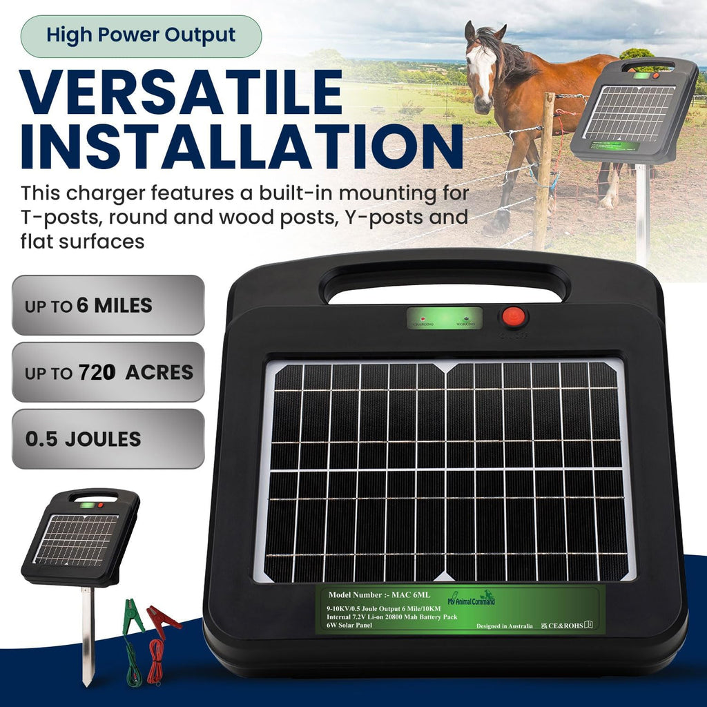 Solar Power Electric Fence Energizer Charger 0.5 Joules
