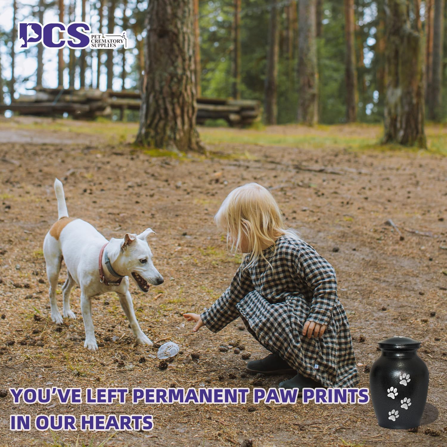 PCS Pet Cremation Urns for Dogs Ashes, Black Printed Pet Urn, Dog Urn with Paw Print, Cat Metal Urn-Small