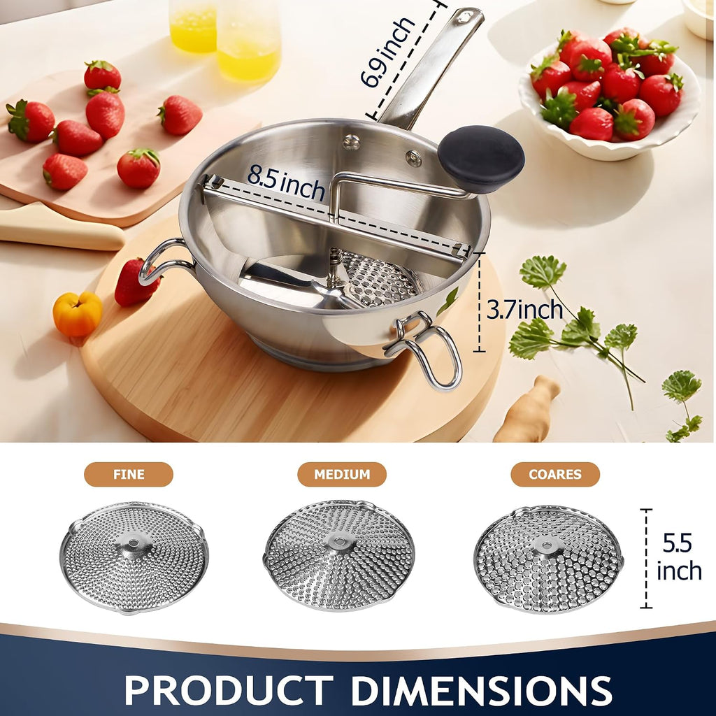 Stainless Steel Food Mills With 3 Milling Discs,Ergonomic design Of Rotary Food Mills For Tomato