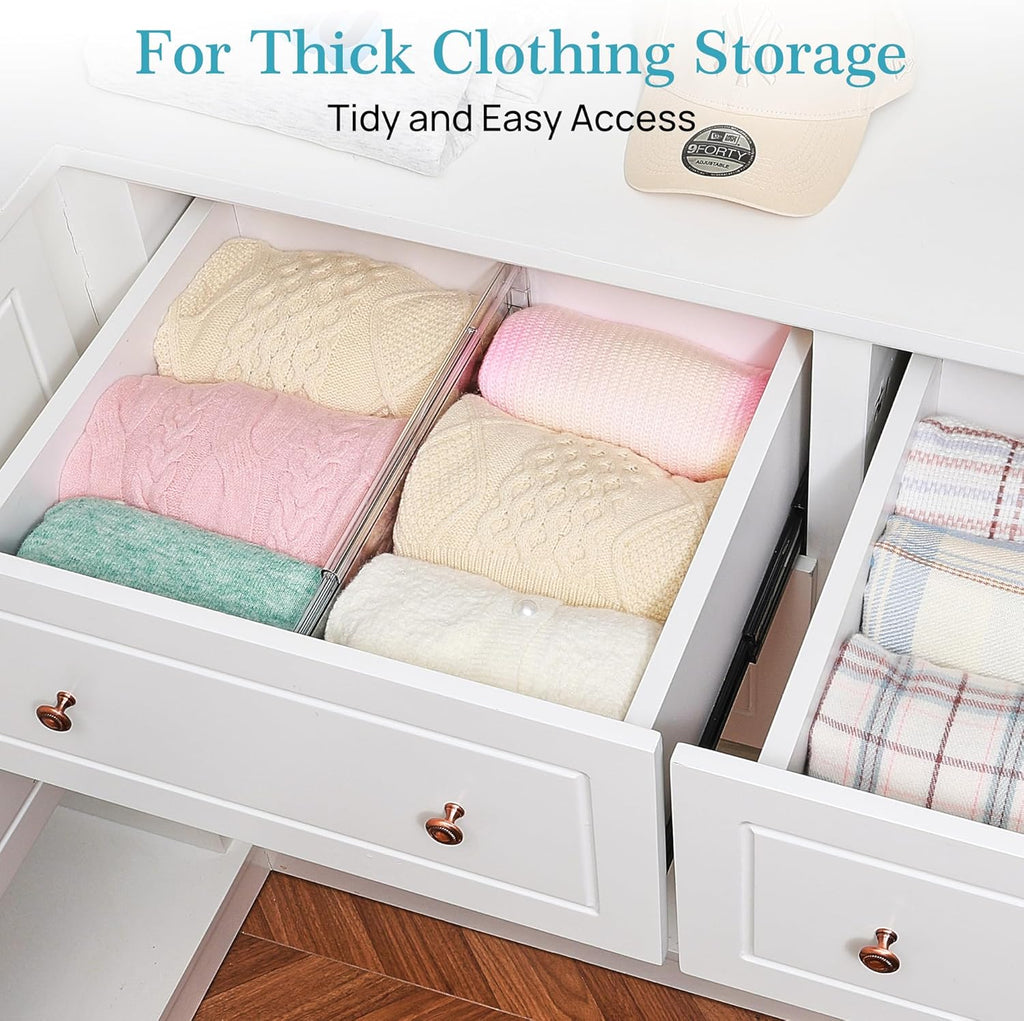 8 Pack 6" Tall Upgrade Drawer Dividers for Big and Deep Drawer, 12.8"-22.3" Adjustable Expandable Dresser Drawer