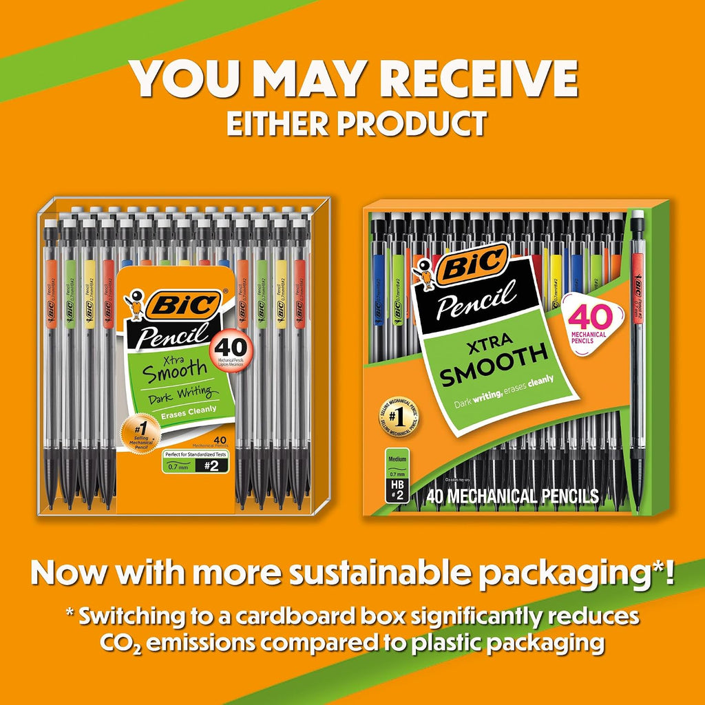 Xtra Smooth Mechanical Pencil, 0.7 mm Medium Point, 40-Count Pack | Refillable and Retractable Design |