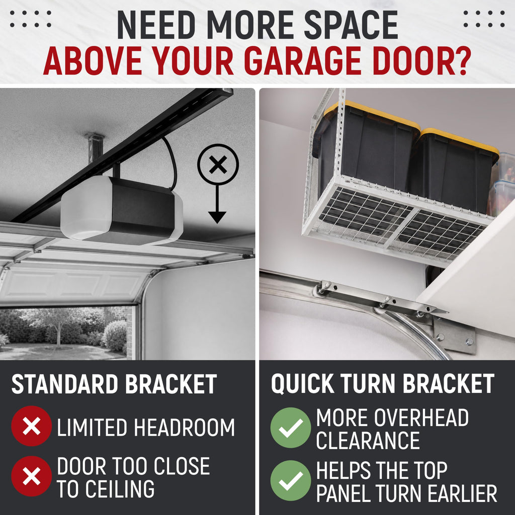 Garage Door Quick Turn Top Brackets with 4 Steel Rollers, 2 Pack