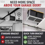 Garage Door Quick Turn Top Brackets with 4 Steel Rollers, 2 Pack