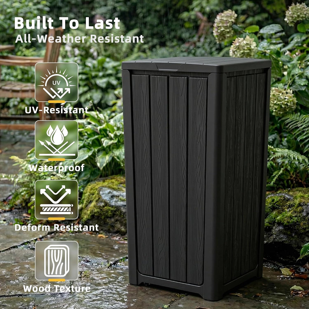 32 Gallon Outdoor Trash Can with Lid, Waterproof Garbage Can Bin | Resin Waster Container Bin For Patio, Garden