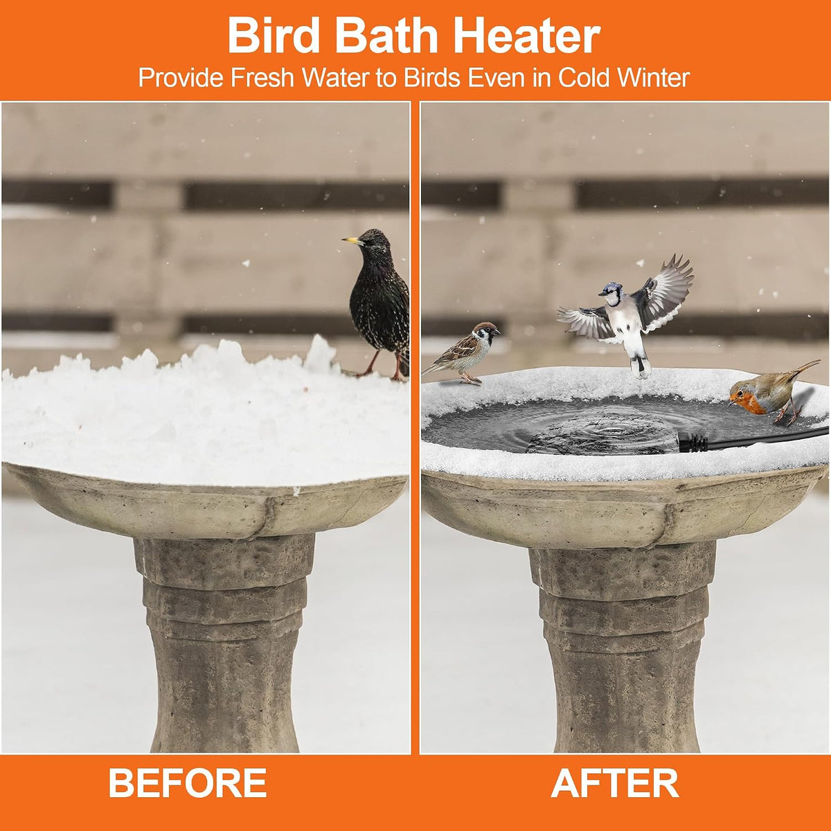Bird Bath Deicer Heated Rock, 80W, Aluminum Base, 1 Pack, White