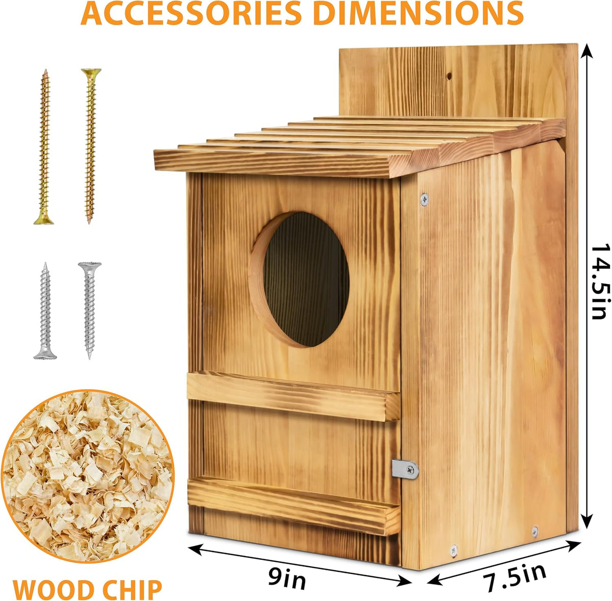 Screech Owl House, Large Wooden Circular Opening Screech Box for Outside
