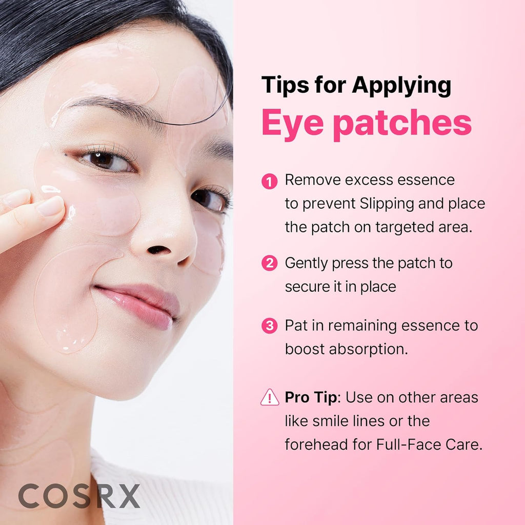 Pink Peptides Collagen Hydrogel Eye Patch for Puffy Eyes (60) | Cooling & Firming Under Eye Patches with 4-Peptide &