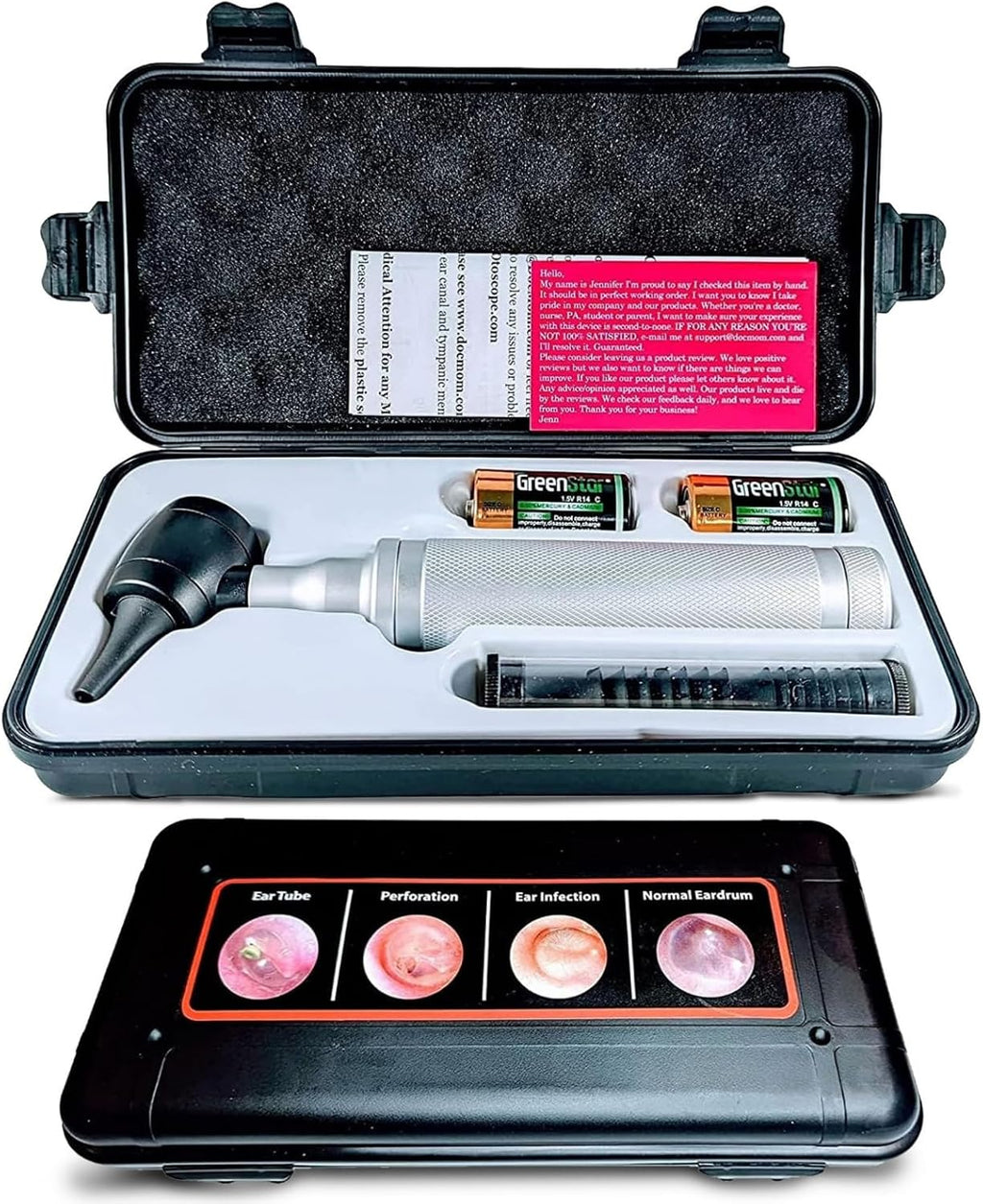 5th Gen Dr Mom Professional Otoscope - Full-Size with Our Largest Lens, Complete with Batteries and Hard Travel Case