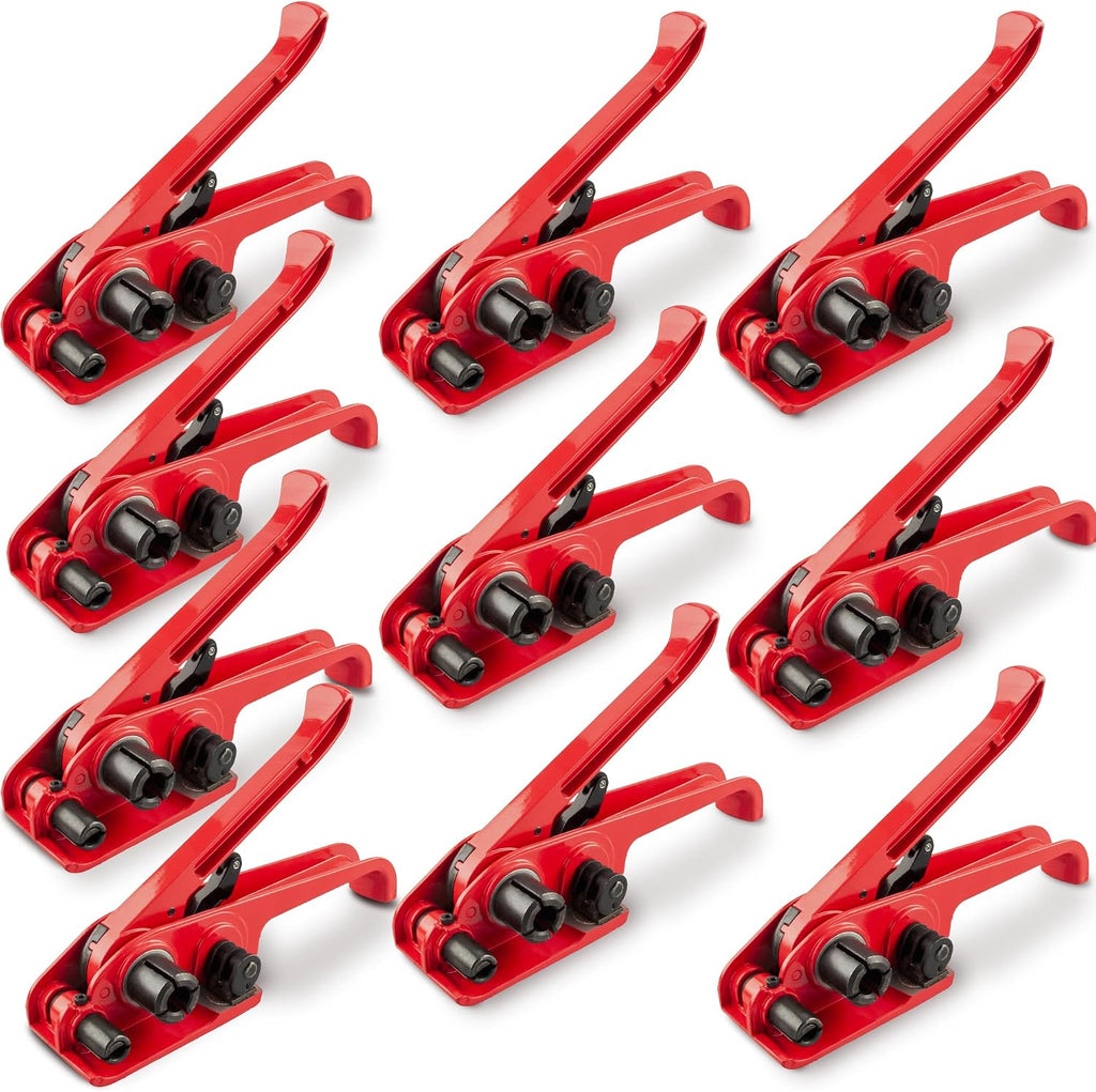 Heavy Duty Poly Strapping Tensioner with Cutter - Manual Strap Tool for 1/2"-3/4" PET & PP Strap, Durable Tensioner
