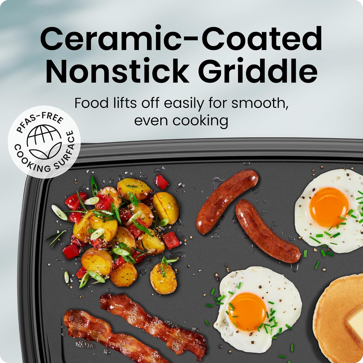 XL Electric Griddle with Removable Temperature Control, Immersible Flat Top Grill, Burger, Eggs, Pancake Griddle