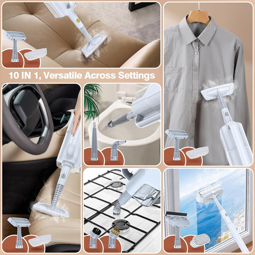 Steam Cleaner, Detachable 10-in-1 Handheld Steam Mop for Multi-Surface | Quick 10s Heat, 350ml Water Tank and 2-Level