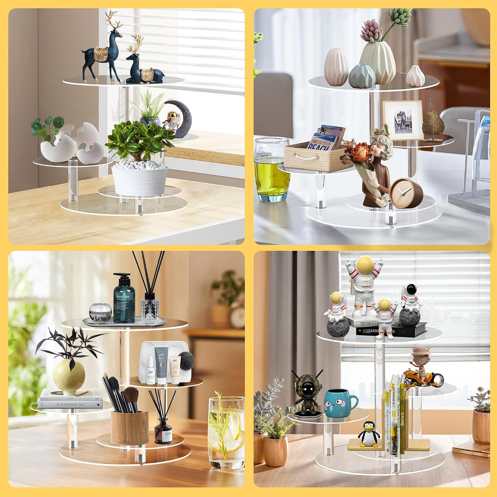 Cupcake Stand, Round Cake Stand, 4 Tier Cupcakes and Cakes Comb for 8-12 Inch Cakes, Tiered Cupcake Tree Tower, Clear