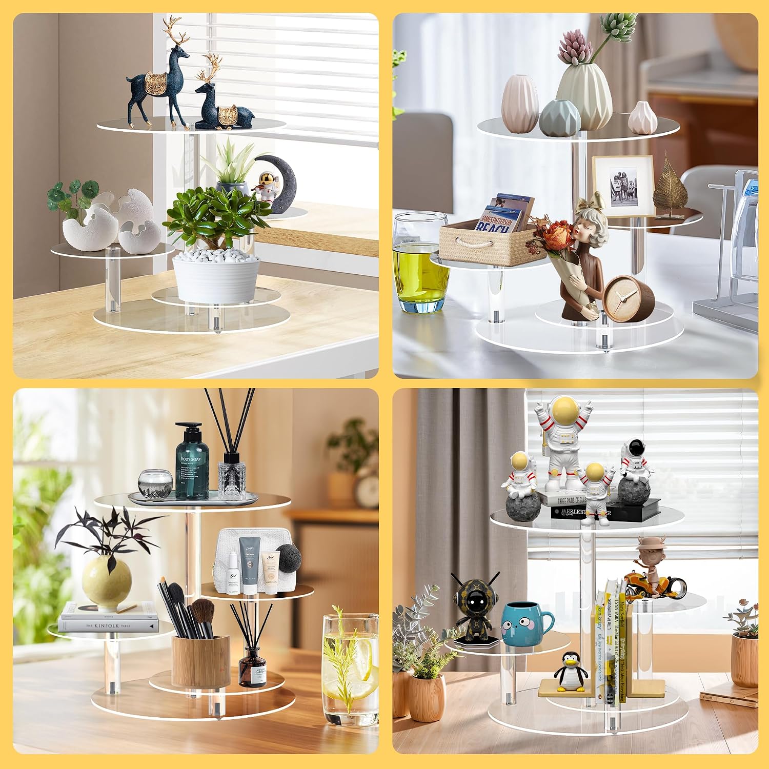 Cupcake Stand, Round Cake Stand, 4 Tier Cupcakes and Cakes Comb for 8-12 Inch Cakes, Tiered Cupcake Tree Tower, Clear