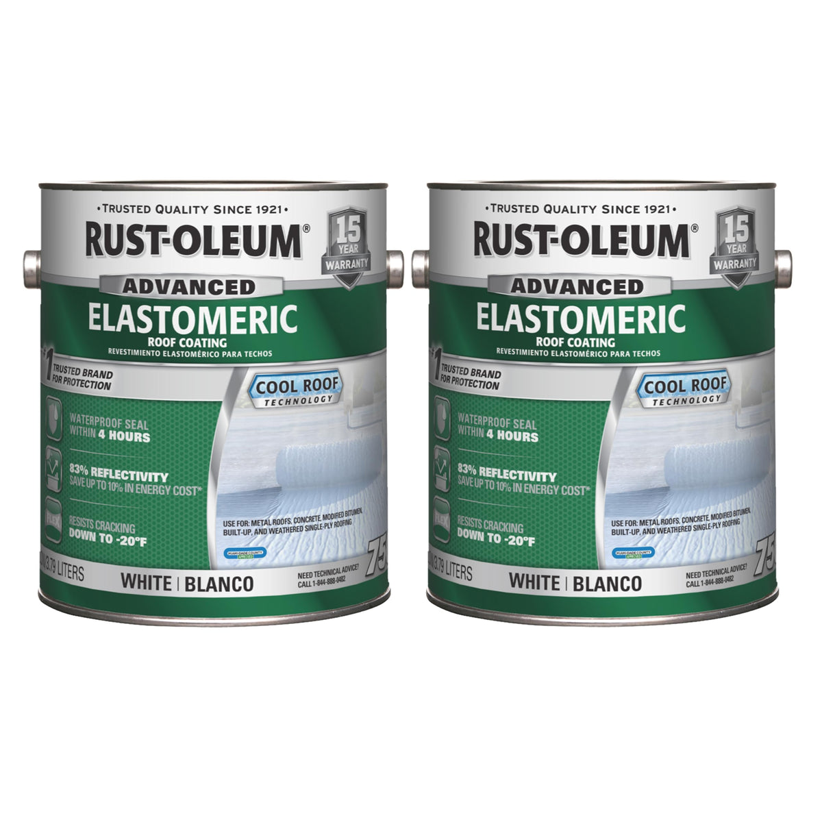 750 Elastomeric Roof Coating, Gallon, White, 2 Pack