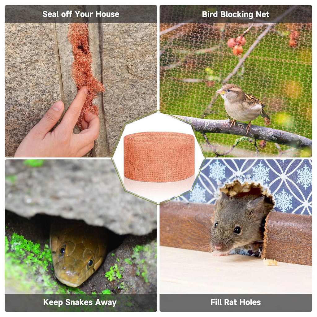 5th Gen Copper Mesh Rodent Control Set, 4in x 30ft Premium Pure Copper Wool | Rustproof Mesh Roll for Mice Slug Snail
