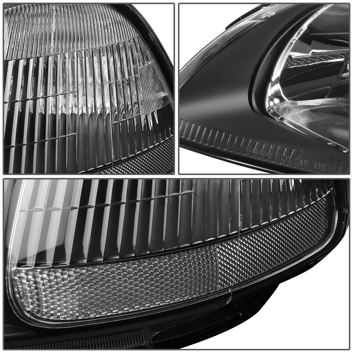 Pair Headlight Assembly Compatible With 1996-1998 Honda Civic, Black/Clear, HL-OH-HC96-BK-CL1