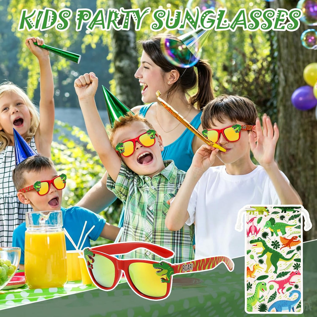 Kids Sunglasses Boys Girls, Dinasour Boys Sunglasses Age 3-10Y, Toddler Childrens Sun Glasses UV Protection with Pouch