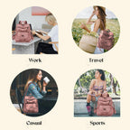 Backpack Purse for Women, PU Leather Ladies Backpack, Pink