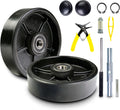 Pallet Jack/Truck Steering Wheels Set with Axle, Fasteners and Protective Caps (4 pcs) 7" x 2" with Bearings ID 20mm
