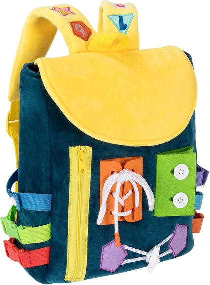 Busy Board - Toddler Backpack with Buckles and Learning Activity Toys - Develop Fine Motor Skills and Basic Life