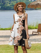 Womens Summer Dress 2026 Sleeveless Casual A-Line Tshirt Sundresses