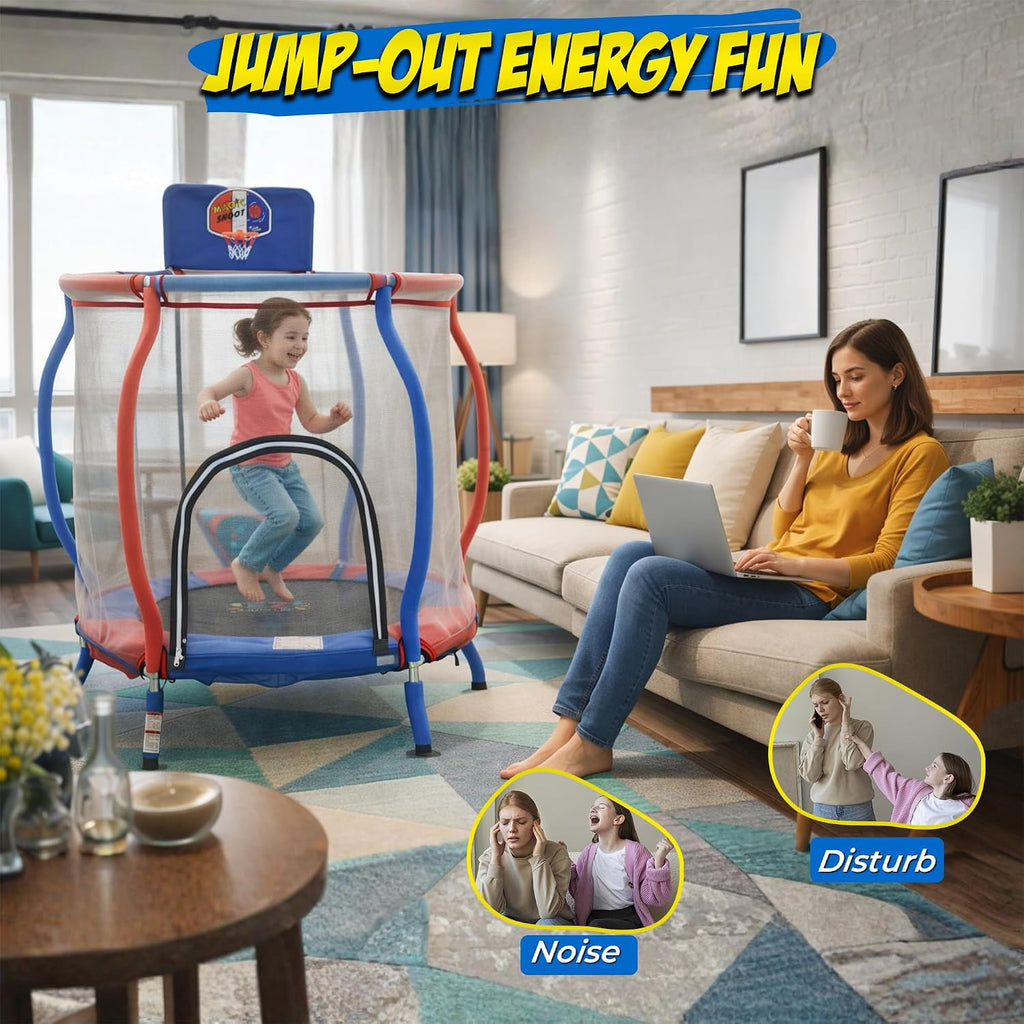 48'' Mini Trampoline with Net - ASTM Approved, 40'' Trampoline for Kids 3-6 Age - Durable 3ft/4ft Trampoline Toddler
