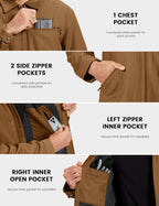 Mens Work Jackets Waterproof Heavy Duty Duck Canvas Sherpa Coat