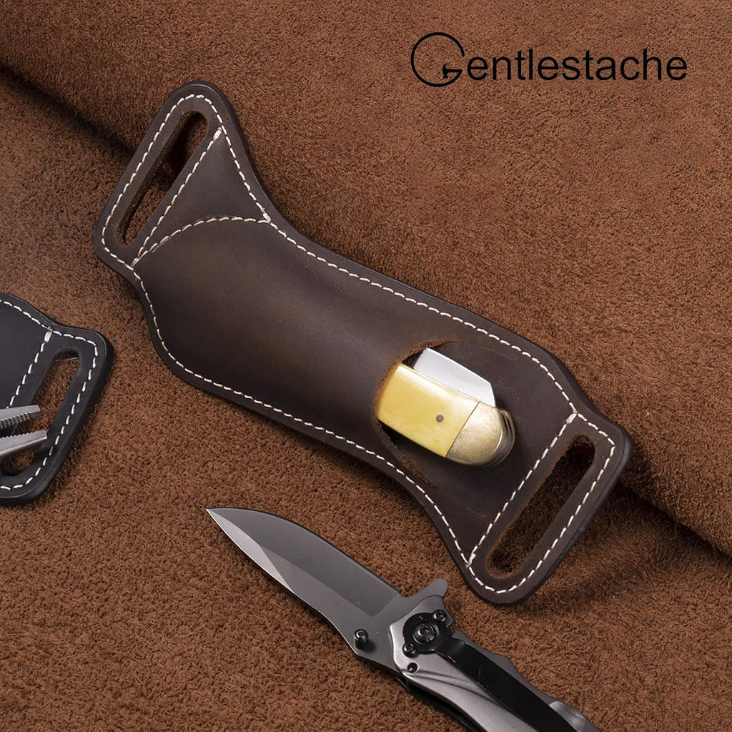 Leather Knife Sheaths for Belt, Knife Holster, Pocket Knife Sheath, EDC Leather Sheath for Folding Knife Carrier