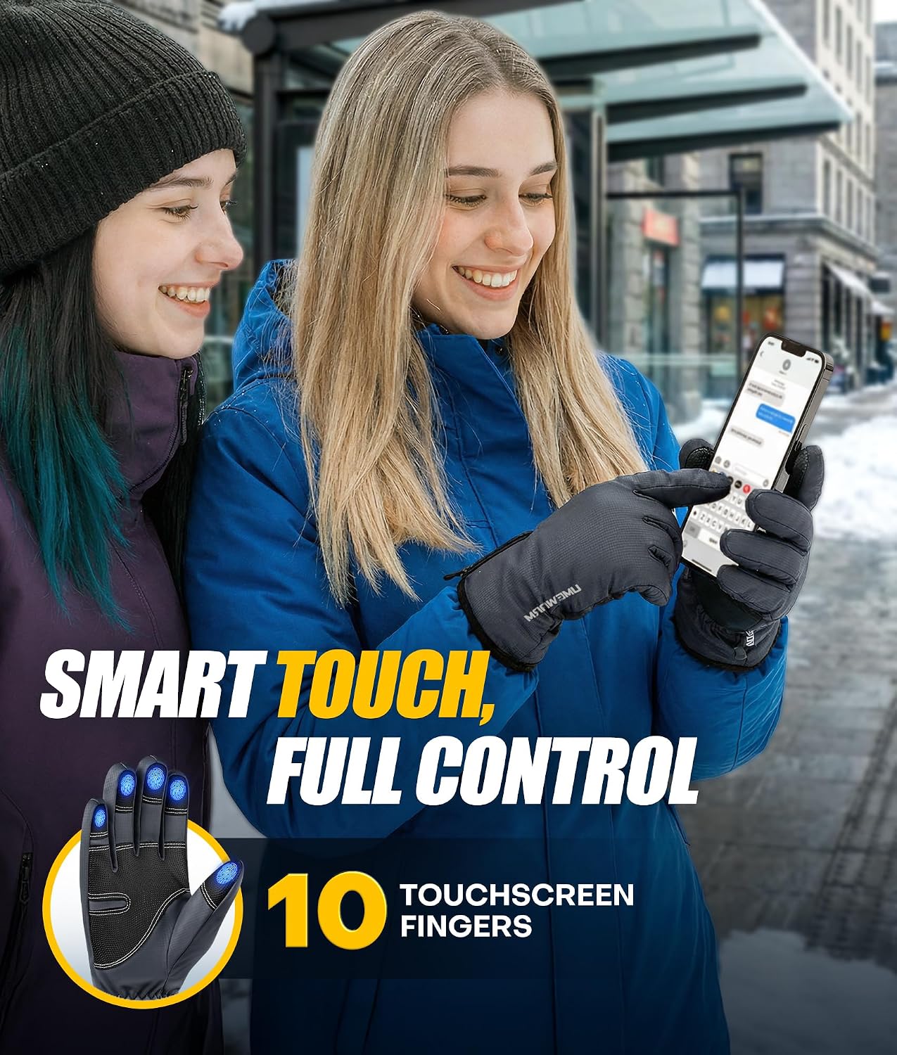 Winter Gloves Men Women Made with 3M Insulation, -20°F GEANI-TEX Waterproof Ski Gloves for Cold Weather, 5-Layer