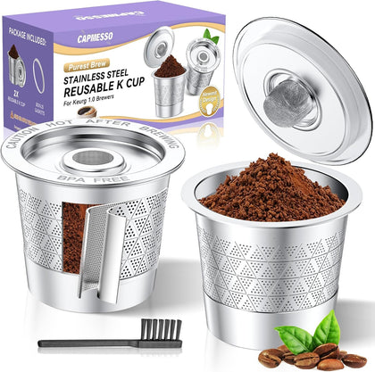 Reusable K Cups for Keurig 1.0: Dual-Layer Mesh No Grounds Pods | 2 PCS Stainless Steel Coffee Filters for Cleaner