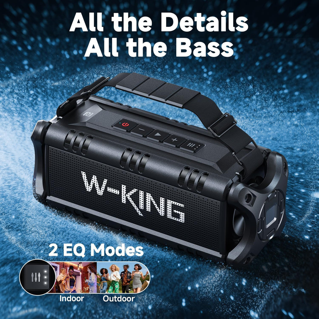 Bluetooth Speaker, 90W(Max) Loud IPX6 Waterproof Portable Speaker, 50W Deep Bass/40H/EQ/TF/AUX, 105dB Rugged Large