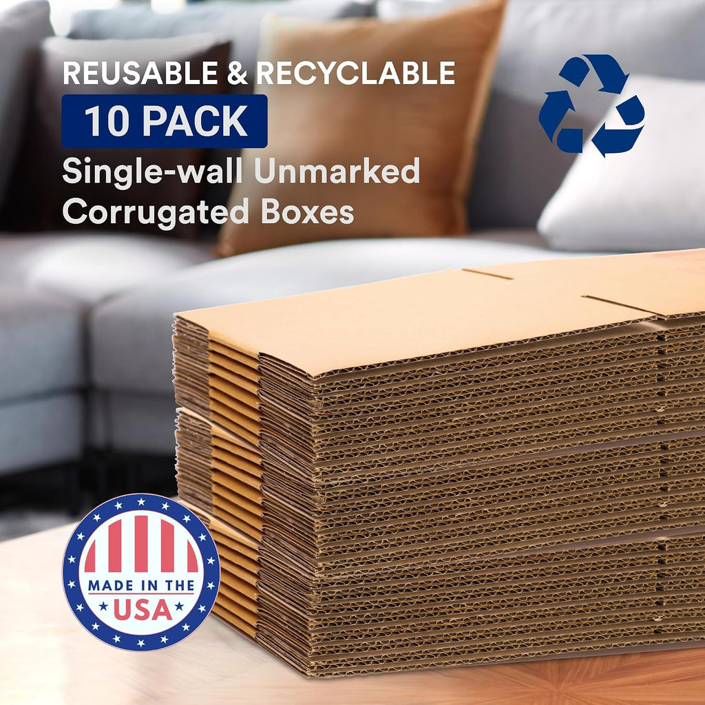 Moving Boxes Large 23L x 17W x 12H 10-Pack - Corrugated Cardboard Box for Shipping, Mailing, Packing, Packaging and