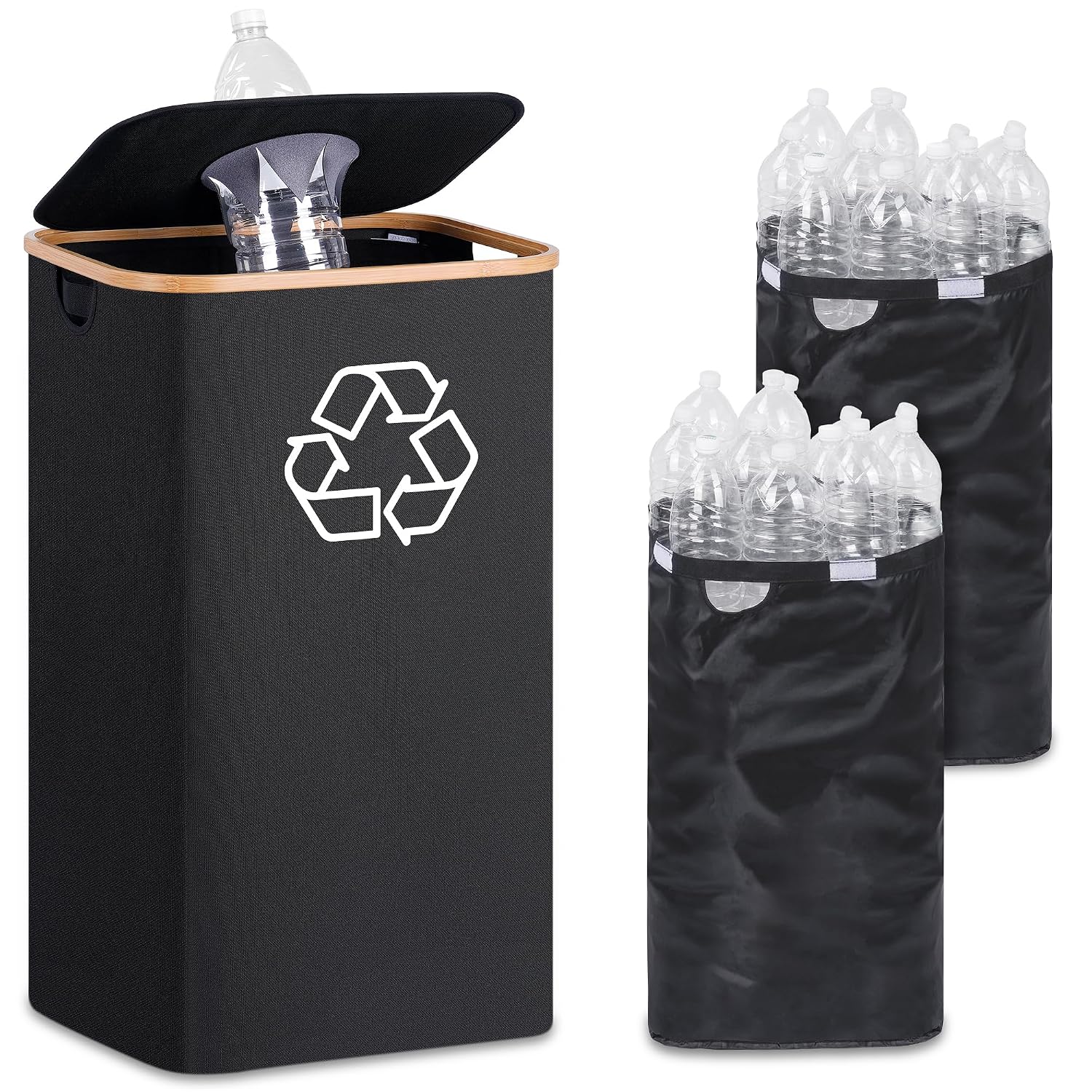 29 Gallons Recycling Bins for Kitchen, Indoor Recycle Bins with Lid, 110L Large Recycle bin with 2 Removeable