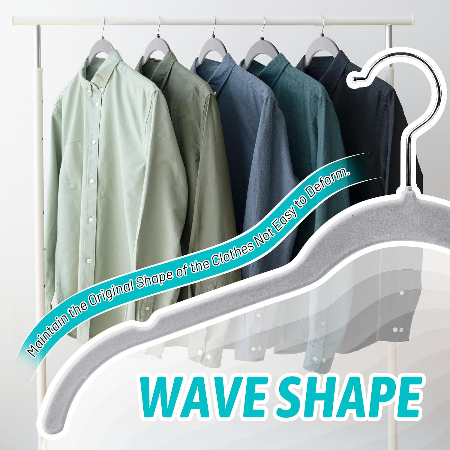 Velvet Hangers 50 Pack, Non-Slip Slim Felt Clothes Hangers Gray | Space-Saving Closet Organization; Flocked Surface;