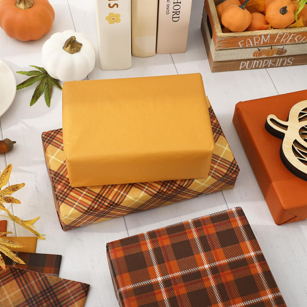 Fall Buffalo Plaid Tissue Paper for Gift Wrap 14x20 Inch 40 Sheets
