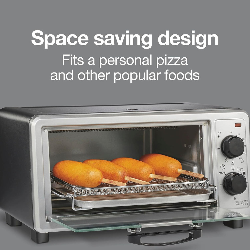 4 Slice Countertop Air Fryer Toaster Oven Combo | Air Fry, Bake, Broil, Toast | 200-450⁰F Adjustable Temp | 30 Minute