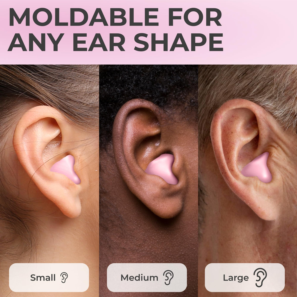 PQ Wax Ear Plugs for Sleeping, Silicone, Pink, 15 Count