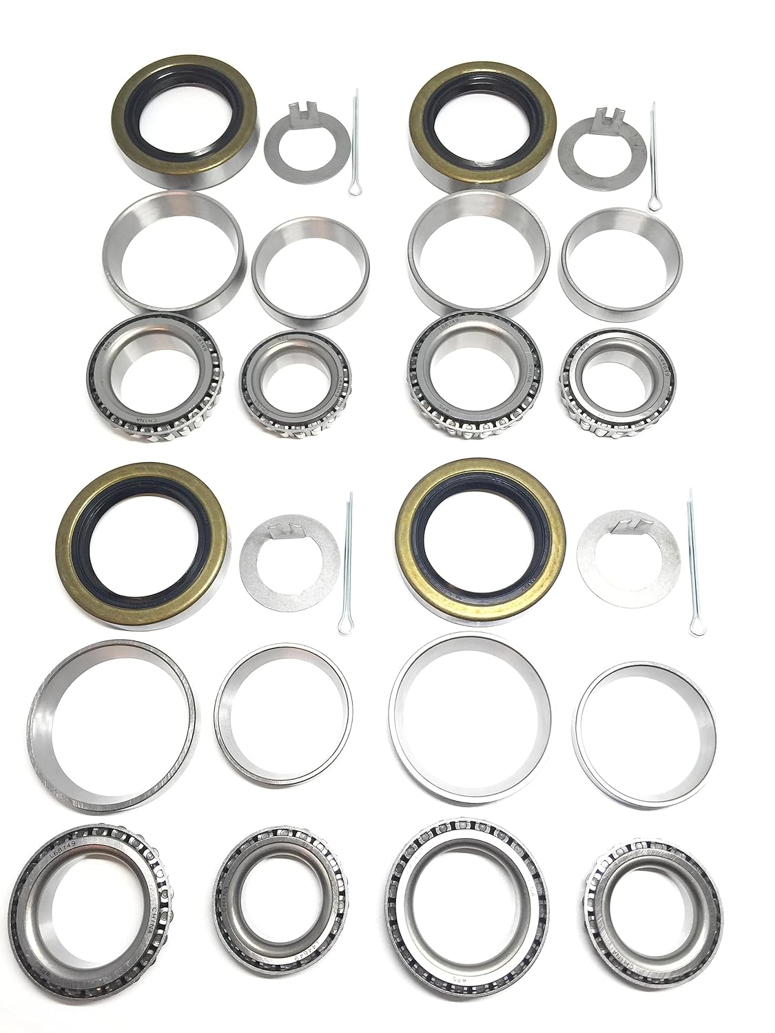 (Set of 4) WESTERNPRIME 3500 LB Trailer Tandem Axle Bearing Kits L68149 L44649 Grease Seal 10-19 I.D. 1.719'' for #84
