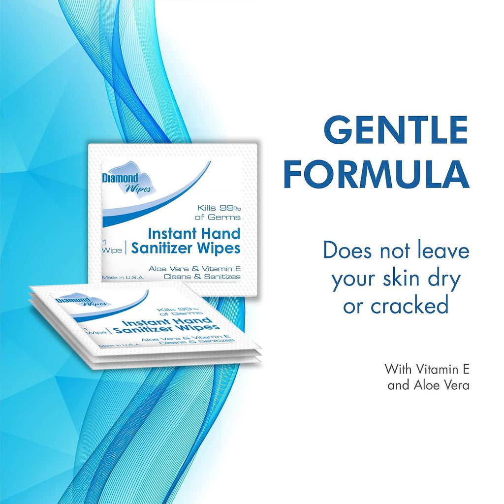 Instant Hand Sanitizer Wipes With Vitamin E, 100 Count | 65% Alcohol Wipes With Vitamin E & Aloe Vera - 6x5 In
