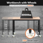48" Adjustable Workbench, Heavy Duty Wood Workstation