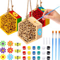 3 Pcs Mason Bee House with DIY Painting Kits, Felt Bee Flower