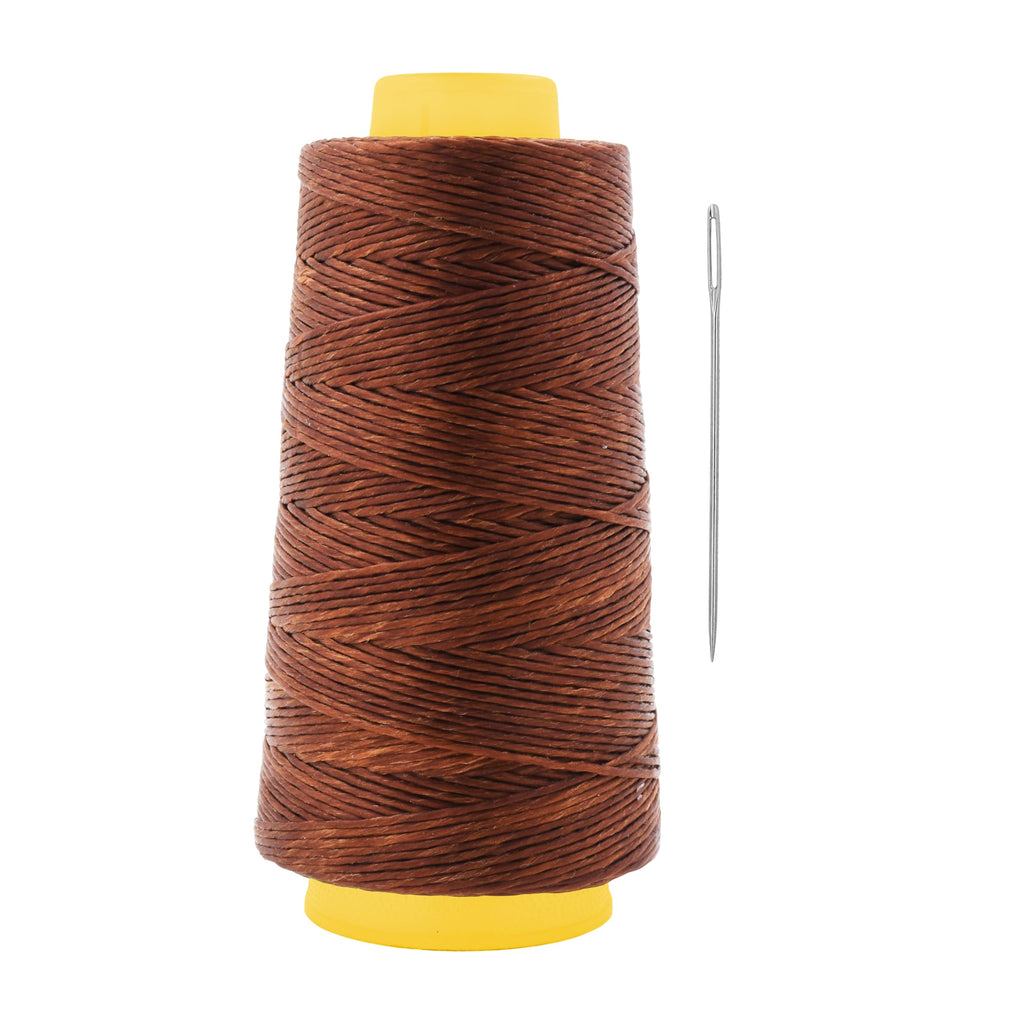 1mm Brown Waxed Twine for Rope Whipping with Needle, 164 YDs