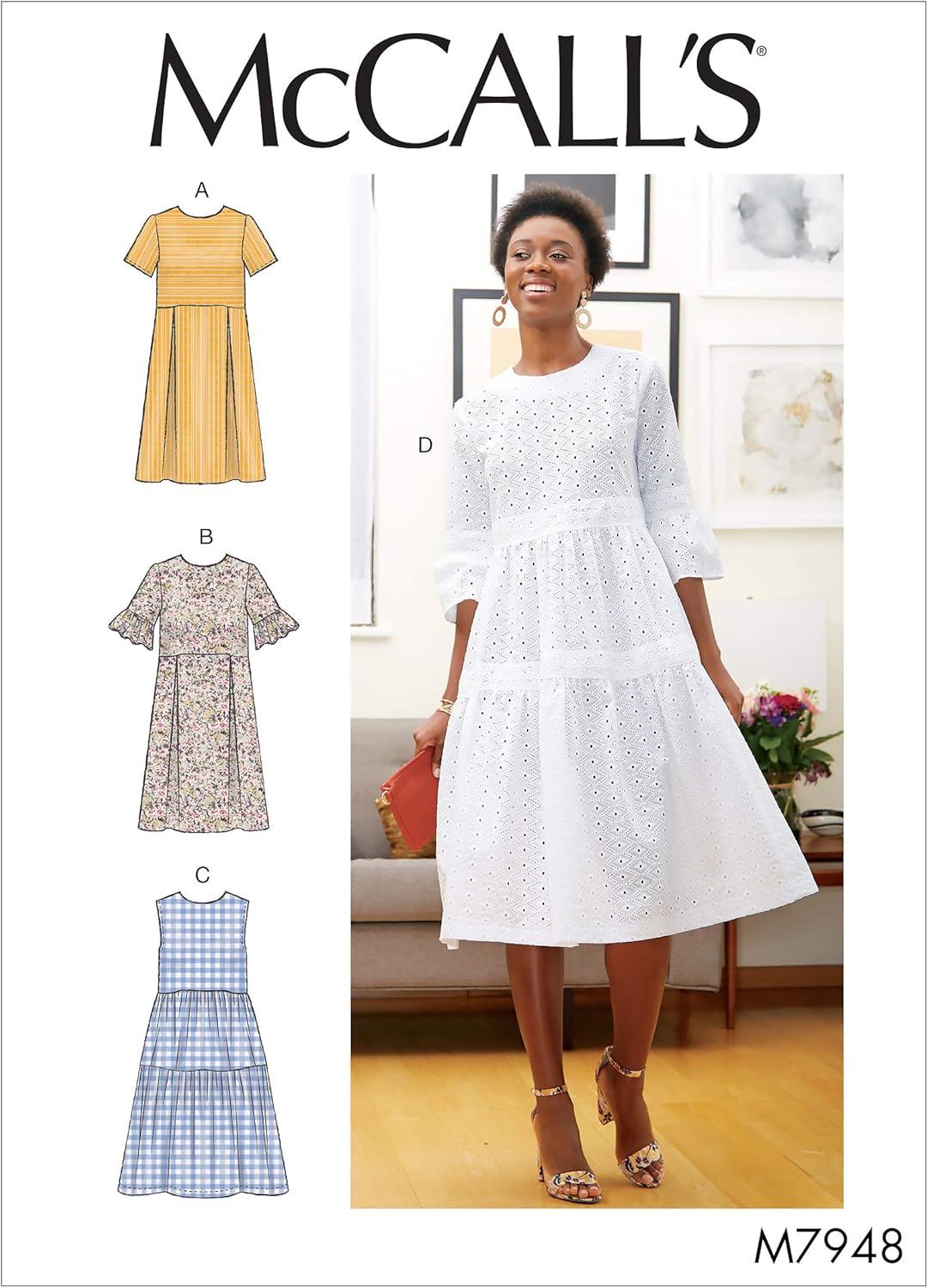 's Patterns McCall's Women's Knee Length Pleated Dress, Sizes 14-22 Sewing Pattern, White