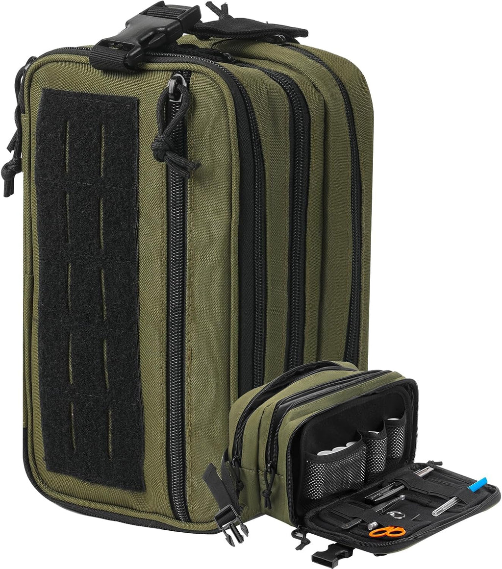 Small Travel Medicine Bag,4 Layers Pill Bottle Medication Organizer Case, 1000d Canvas EDC Tactical First Aid Bag