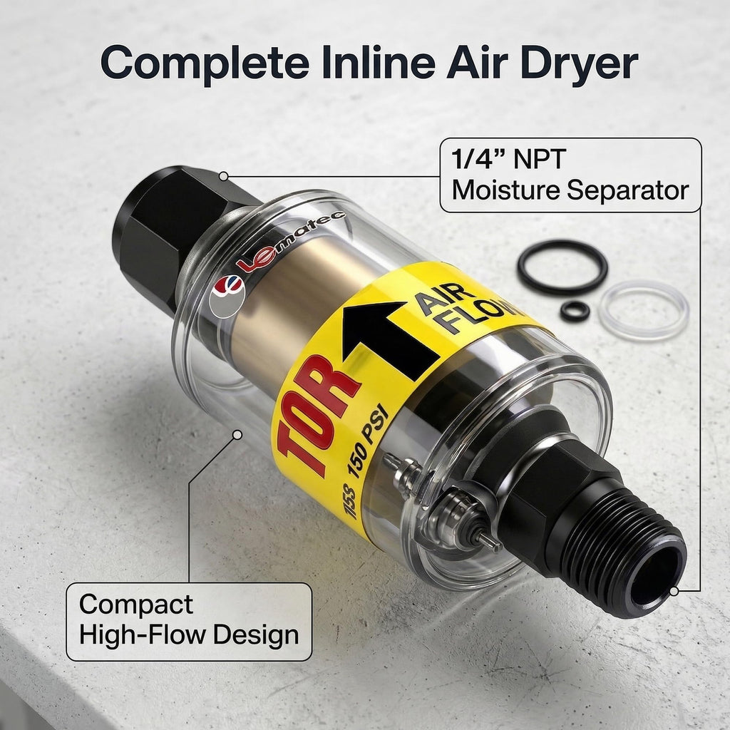 LE LEMATEC Inline Air Dryer & Water Separator for Compressor, 1/4" NPT