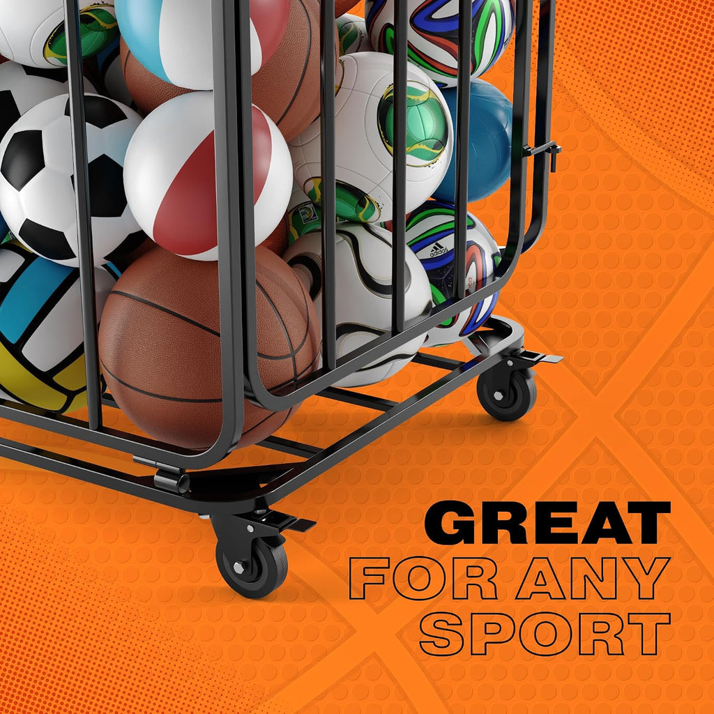 Ball Cart, Ball Storage, Basketball Cart, Volleyball, Large Metal Basket | Houseables Basketball Storage Bin, Sports