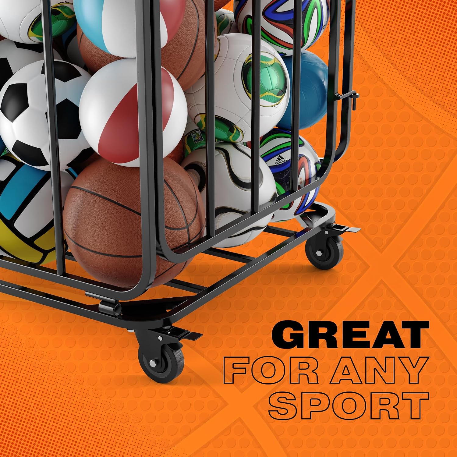 Ball Cart, Ball Storage, Basketball Cart, Volleyball, Large Metal Basket | Houseables Basketball Storage Bin, Sports
